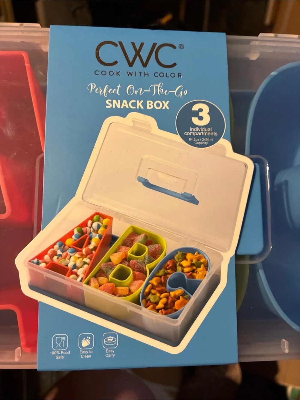 CWC Cook With Color Kids Snack Box - Red and Blue Compartments